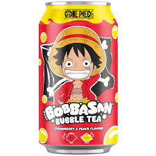BOBBASAN Bubble Tea, Erdbeere & Pfirsisch, One Piece, Luffy mit Pfand 320ml