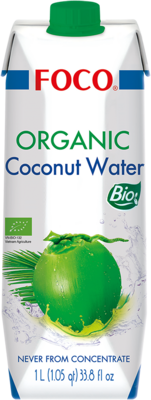 FOCO Bio Kokosnusswasser, Pur (Kokosnusssaft) 1L