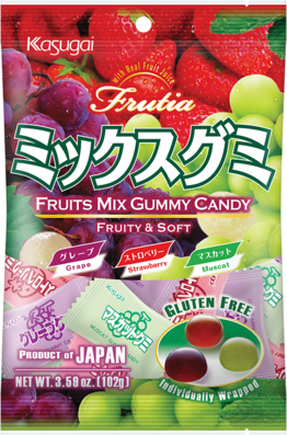 KASUGAI Fruchtgummi Mix mit Trauben, Muskat, Erdbeere 102g