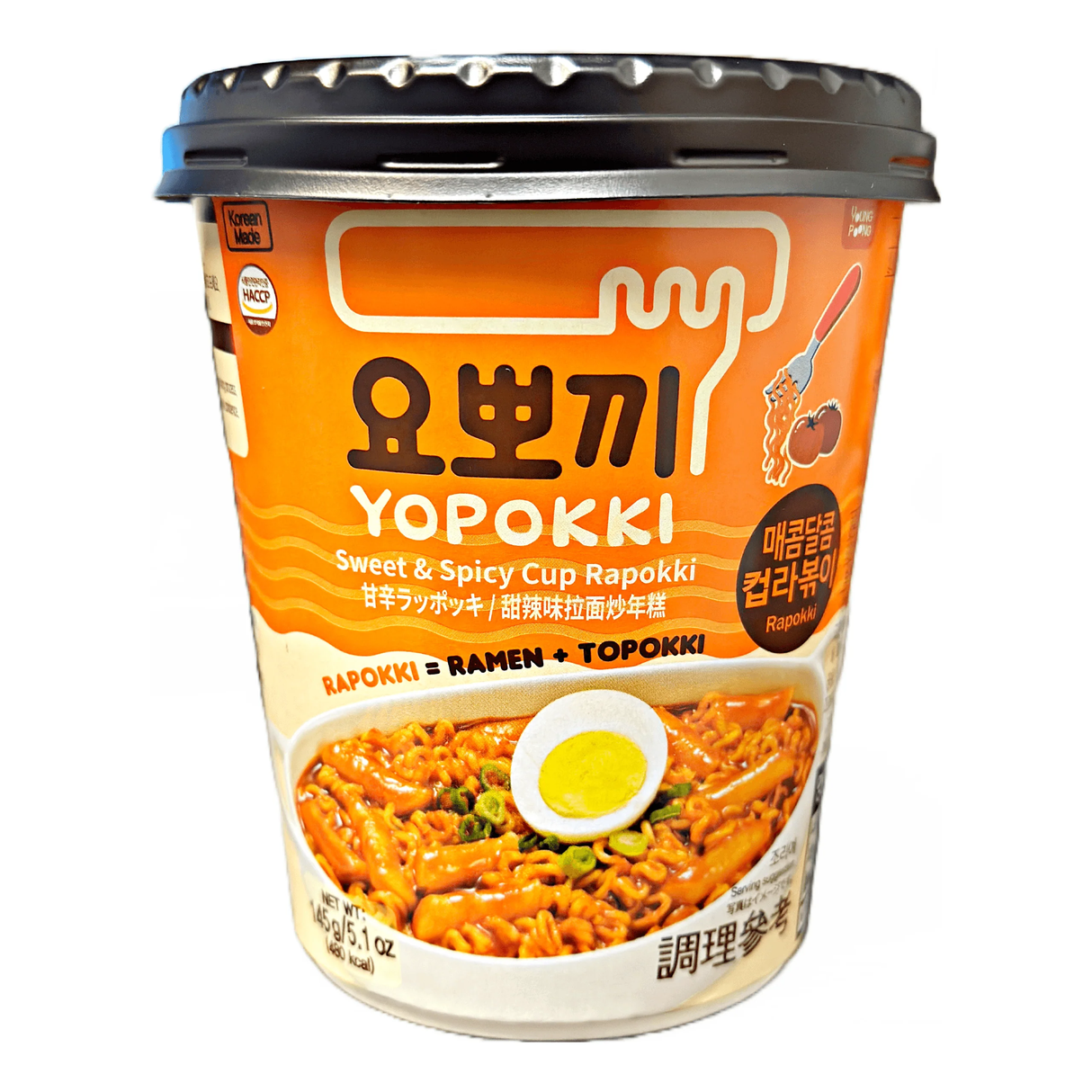 YPFOOD YOPOKKI Instant Tteokbokki & Nudeln Süß & Scharf, Cup 145g