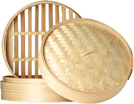 JADE TEMPLE Steamer-Set, Bambus 2 Körbe+1 Deckel, Geschenkbox 1 Set