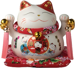 JADE TEMPLE Porzellan Spardose Maneki Neko, weiß 1 Stk