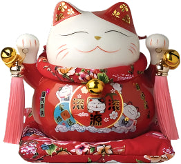 JADE TEMPLE Porzellan Spardose Maneki Neko, rot 1 Stk
