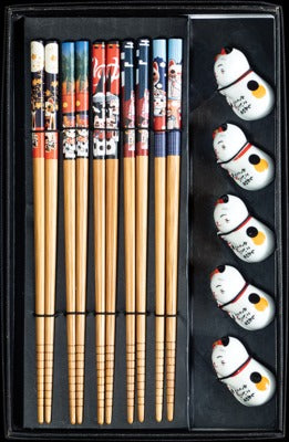 JADE TEMPLE Essstäbchen mit Essstäbchenhalter, 5 Paar 1 Set