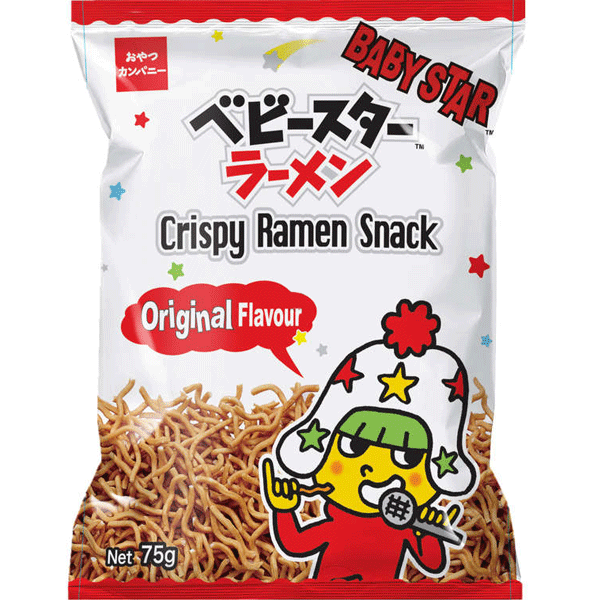 BABY STAR CRISPY RAMEN SNACK ORIGINAL HOSOMEN 75g
