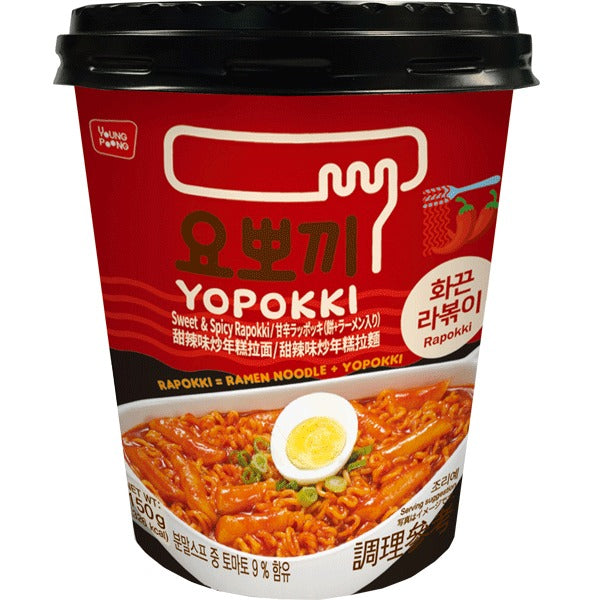 YPFOOD YOPOKKI Instant Tteokbokki & Nudeln Hot & Spicy, Cup 145g
