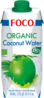FOCO Bio Kokosnusswasser, Pur (Kokosnusssaft) 500ml