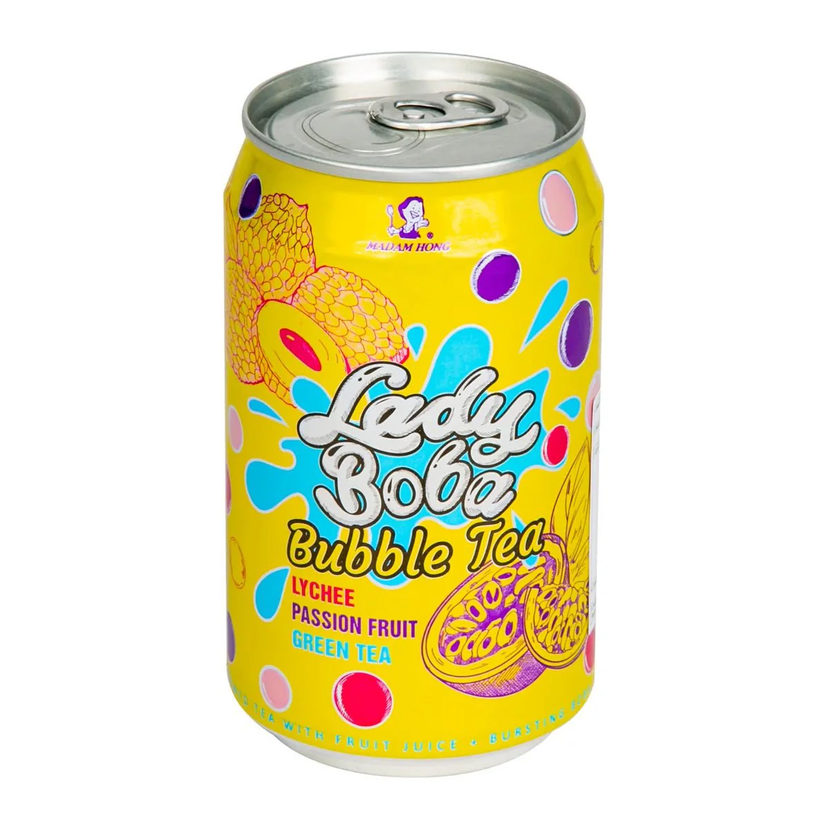 MADAM HONG Lady Boba Bursting Litschi, Passionsfrucht, Grüntee 330ml