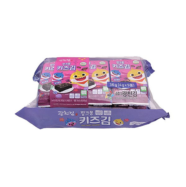 GWANGCHEON Gerösteter Seetang Pink Fong für Kinder, geschnitten 36g (4g x 9)