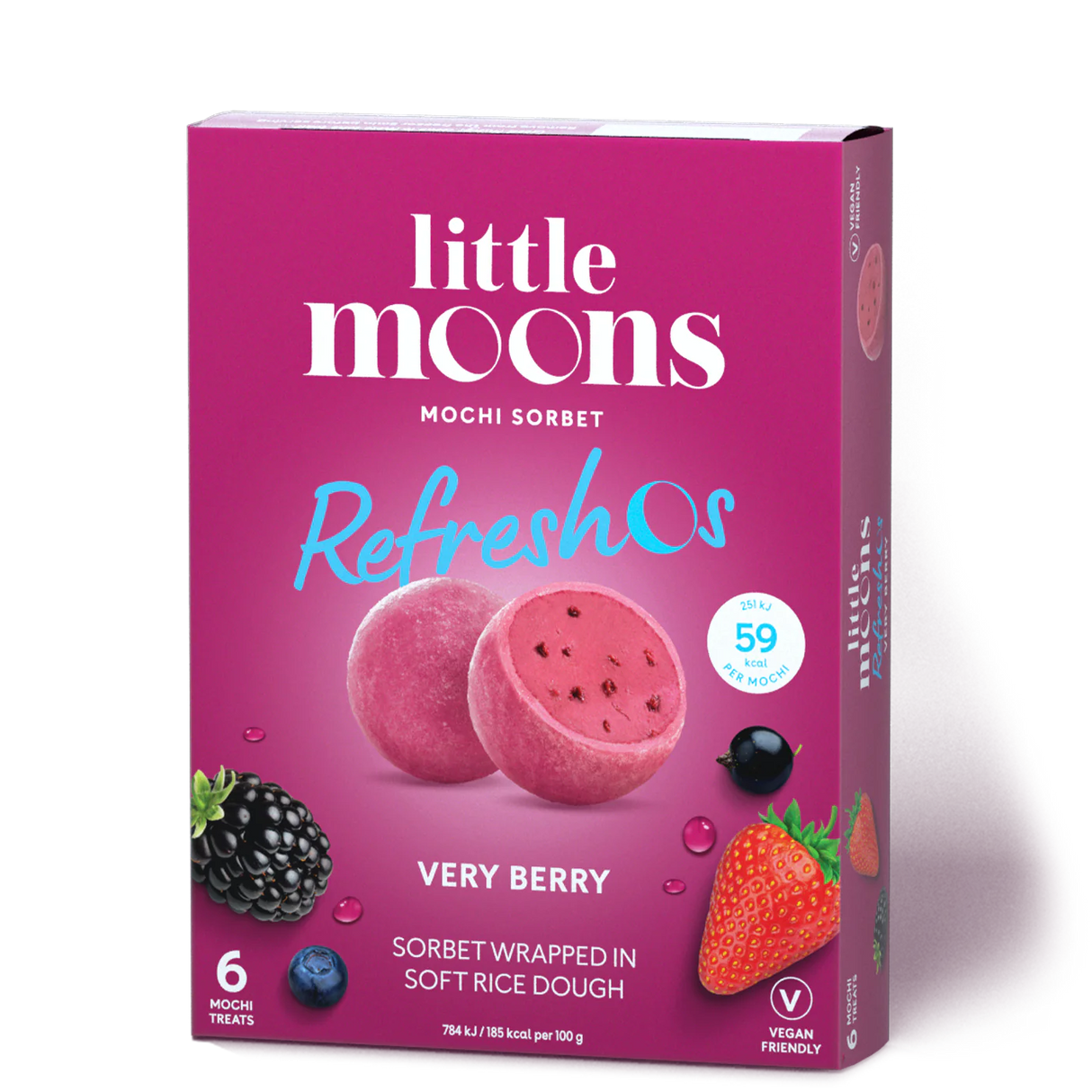 LITTLE MOONS Eis Mochi, Refreshos, gemischte Beeren (vegan) Sorbet 192g
