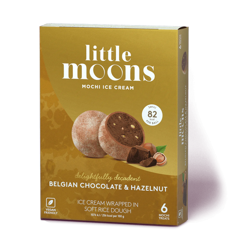 LITTLE MOONS Eis Mochi, Belgische Schokolade & Haselnuss (vegan) 192g