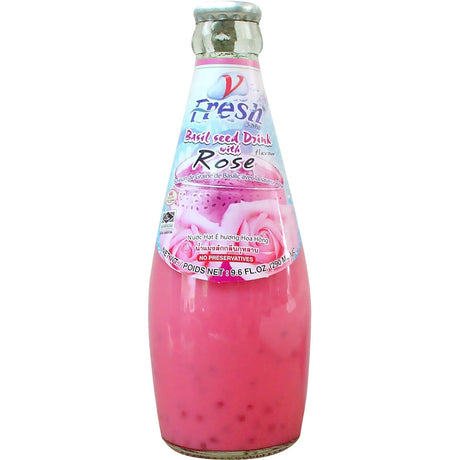 V-FRESH Rosen-Getränk mit Basilikumsamen 290ml