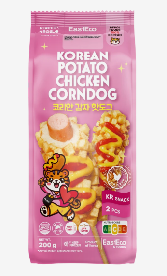 RENGI Koreanischer Hähnchen-Kartoffel Corndog (Korean Street Food) – 3 x 80g (240g)