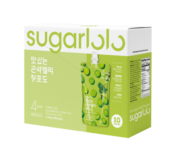 SUGARLOLO Leckeres Konjac Jelly Grüne Traube (10 x 150g) – Der erfrischende Diät-Snack