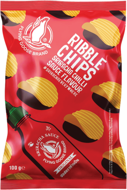 FLYING GOOSE Ribble Chips mit Sriracha Chili Flavour, frittiert in Sonnenblumenöl 100g