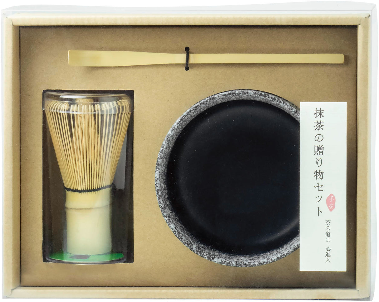 JADE TEMPLE Matcha Tee Set Porzellanschale, Bambusbesen und Bambuslöffel 1 Set