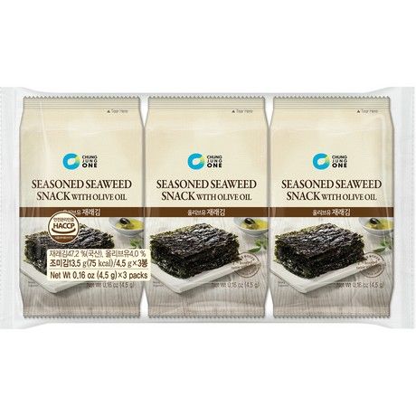 CHUNG JUNG ONE Seetang Snack mit Olivenöl 3 x 4.5g
