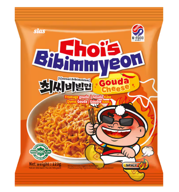 CHOI'S Instant Bibimmyeon mit Gouda-Käsegeschmack (123g)