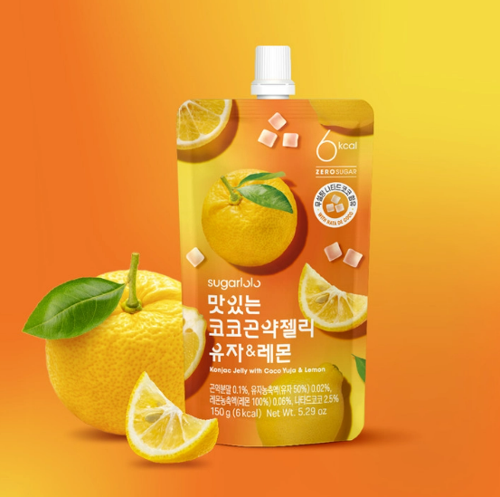 SUGARLOLO Leckeres Konjac Jelly Yuja & Lemon mit Cocofrüchterfleisch 150g