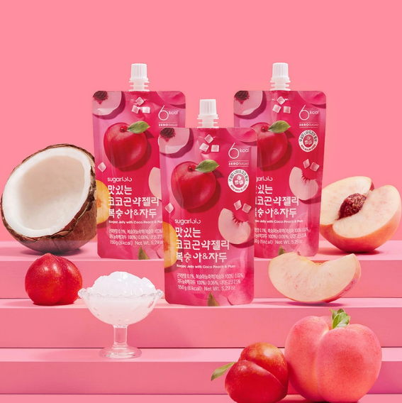 SUGARLOLO Leckeres Konjac Jelly Pfirsich&Pflaumen mit Cocofrüchterfleisc 150g