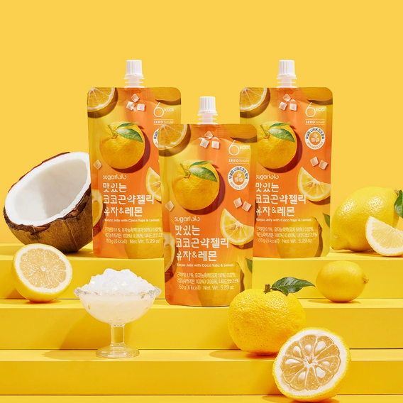 SUGARLOLO Leckeres Konjac Jelly Yuja & Lemon mit Cocofrüchterfleisch 150g