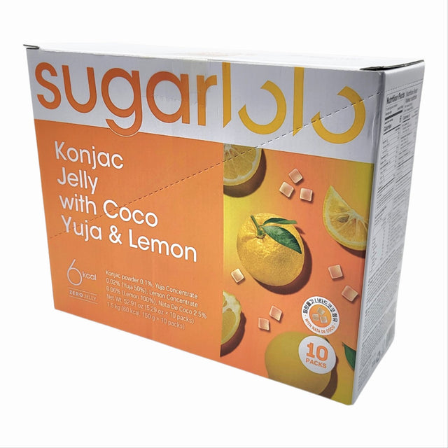 SUGARLOLO Leckeres Konjac Jelly Yuja & Lemon mit Cocofrüchterfleisch (150g x10er)